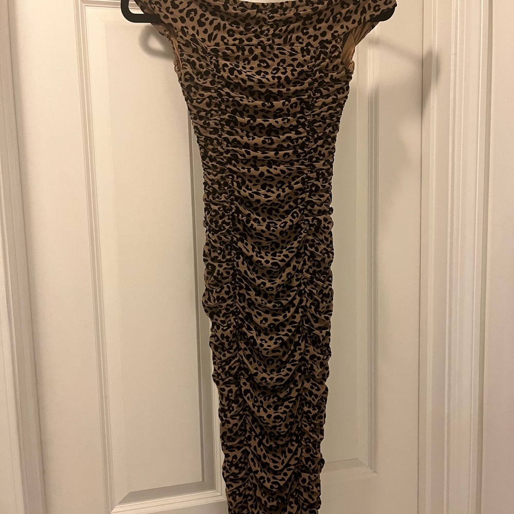 Midi Leopard Print Off-Shoulder Dress - Picture 3 of 3